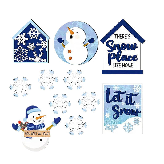 6Pcs Winter Christmas Tiered Tray Decor Tabletop Farmhouse Signs