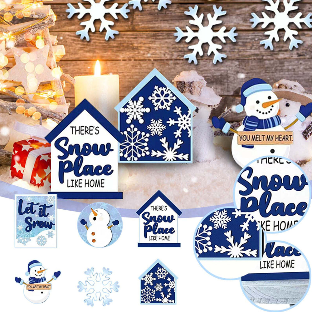 6Pcs Winter Christmas Tiered Tray Decor Tabletop Farmhouse Signs