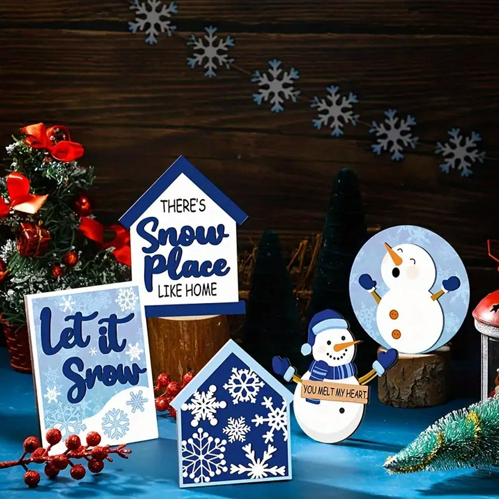 6Pcs Winter Christmas Tiered Tray Decor Tabletop Farmhouse Signs