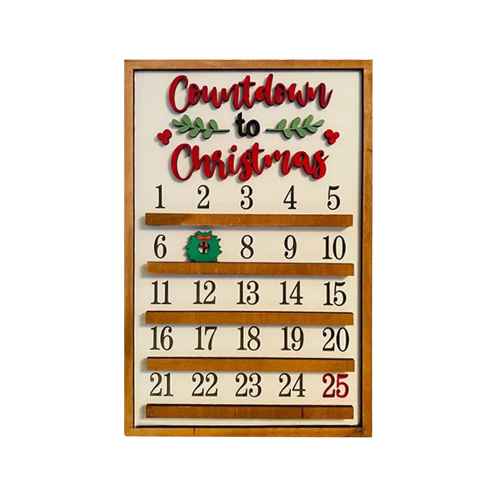 25 Days Wooden Hanging Christmas Advent Countdown Calendar-Rectangular Shape