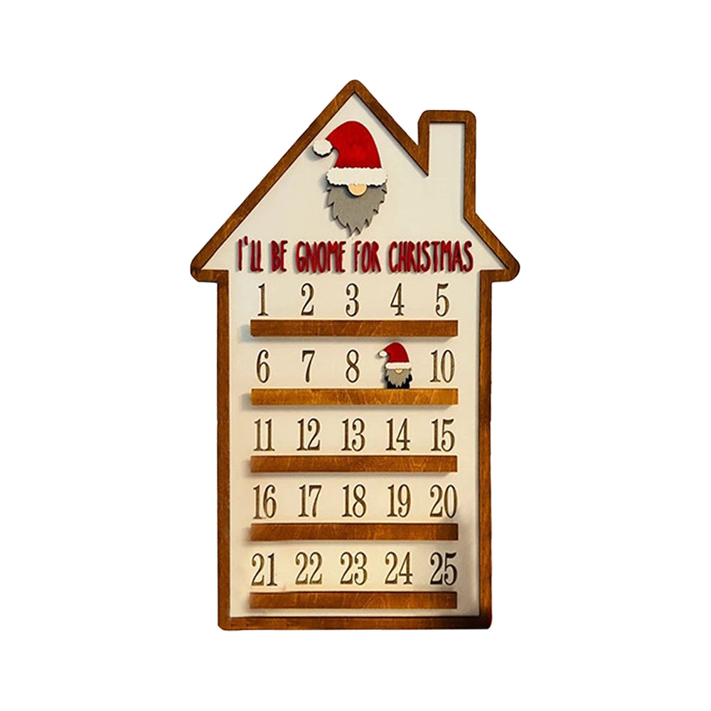 25 Days Wooden Hanging Christmas Advent Countdown Calendar-House Shape