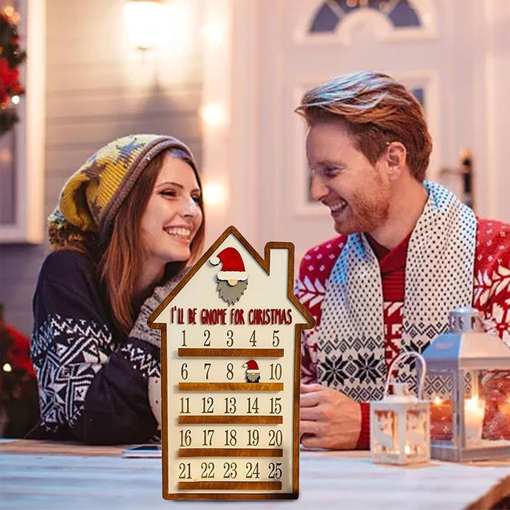 25 Days Wooden Hanging Christmas Advent Countdown Calendar-House Shape