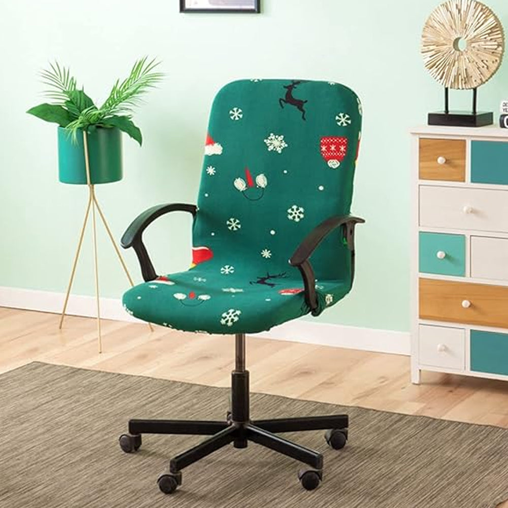 Christmas Stretch Removable Swivel Office Chair Cover