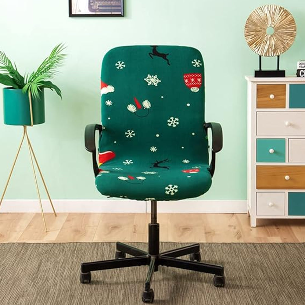 Christmas Stretch Removable Swivel Office Chair Cover
