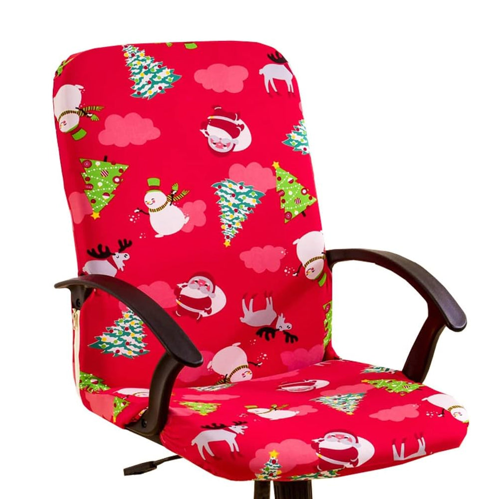Christmas Stretch Removable Swivel Office Chair Cover