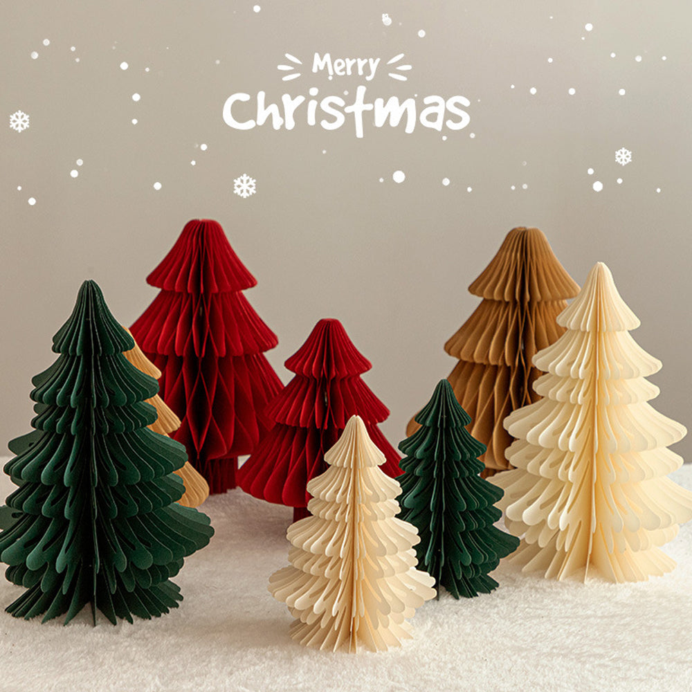 4Pcs Tabletop Paper Honeycomb Christmas Tree for Christmas Party