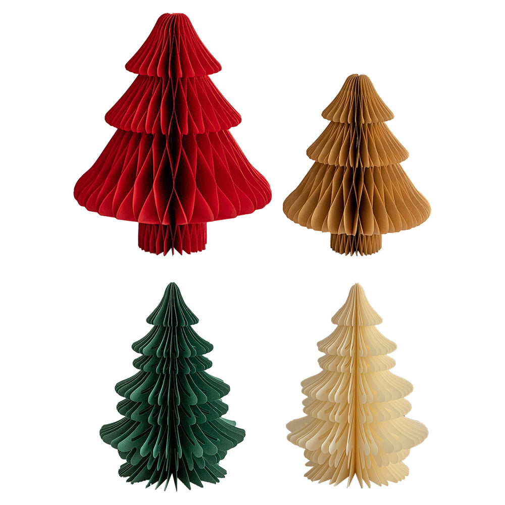 4Pcs Tabletop Paper Honeycomb Christmas Tree for Christmas Party