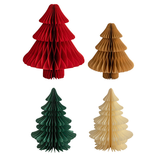 4Pcs Tabletop Paper Honeycomb Christmas Tree for Christmas Party