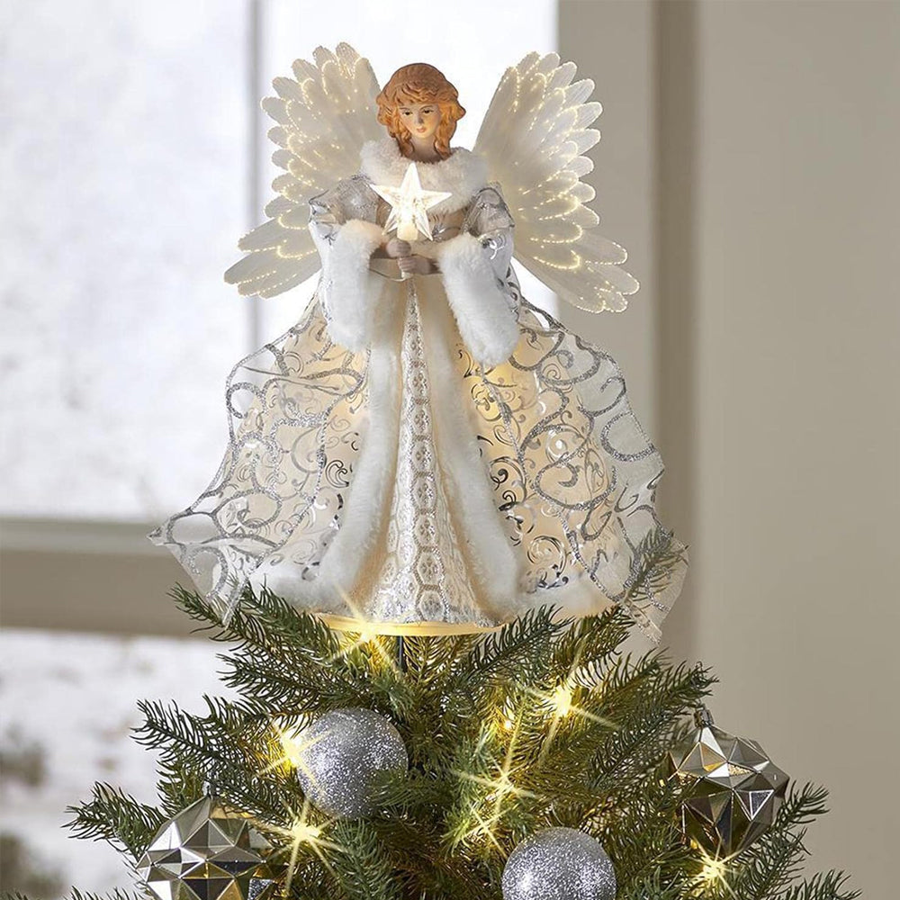 25cm Christmas Tree Topper Angel Fairy Festive Xmas Tree Top Ornament
