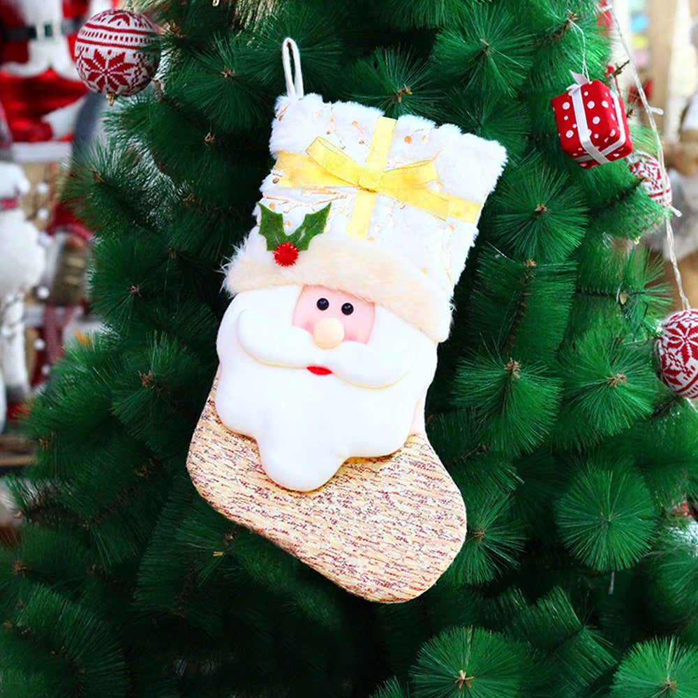 2Pcs Christmas Hanging Stocking for Holiday Party Decor-Santa and Snowman
