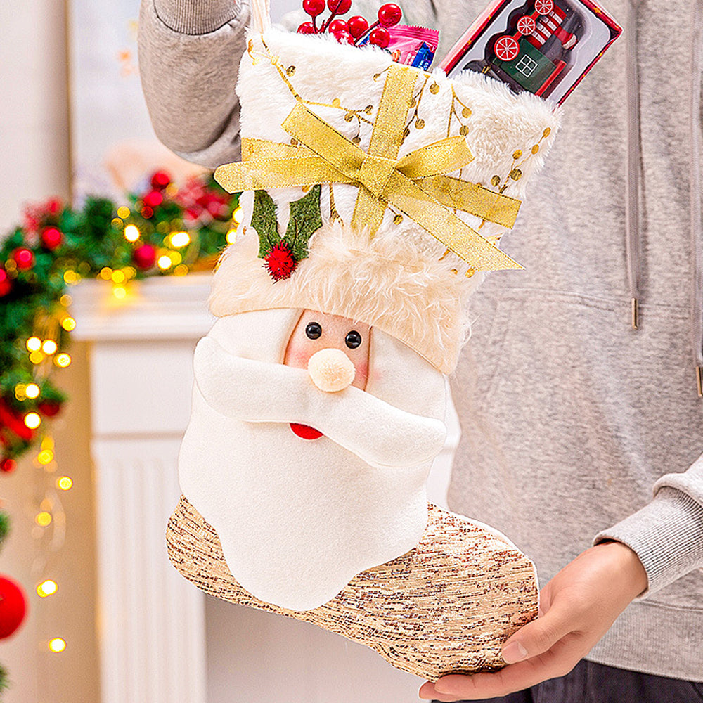 2Pcs Christmas Hanging Stocking for Holiday Party Decor-Santa and Snowman