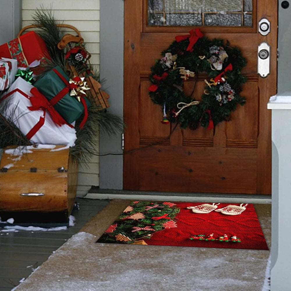 Christmas Door Mat Non-slip Floor Carpet with Rubber Backing