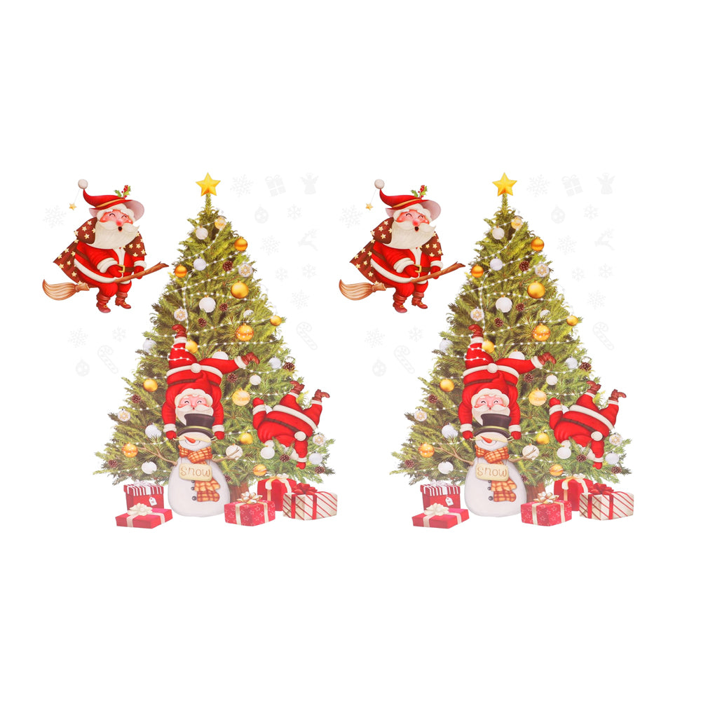 2Pcs Christmas Window Sticker Self-Adhesive Santa Claus Window Decals