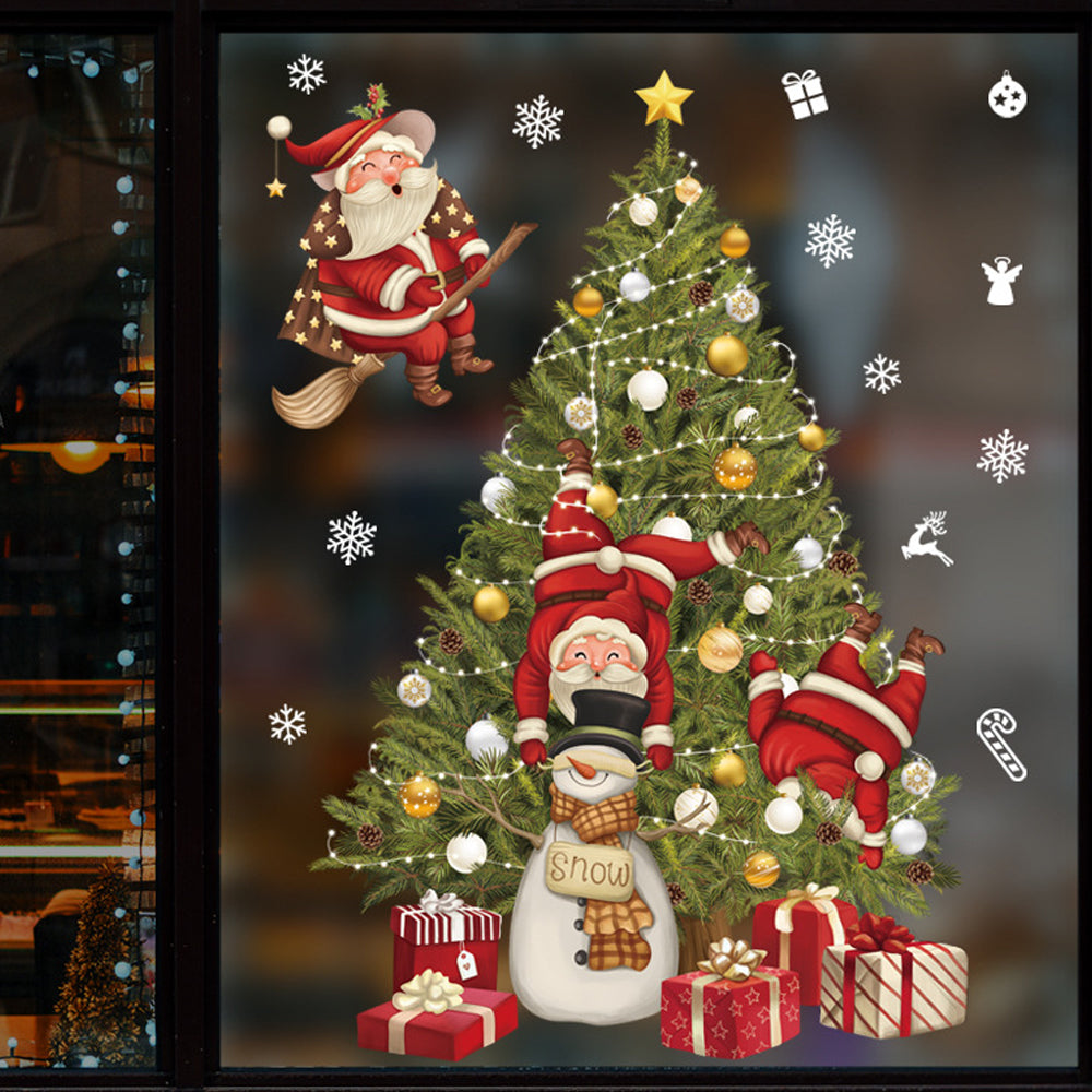 2Pcs Christmas Window Sticker Self-Adhesive Santa Claus Window Decals
