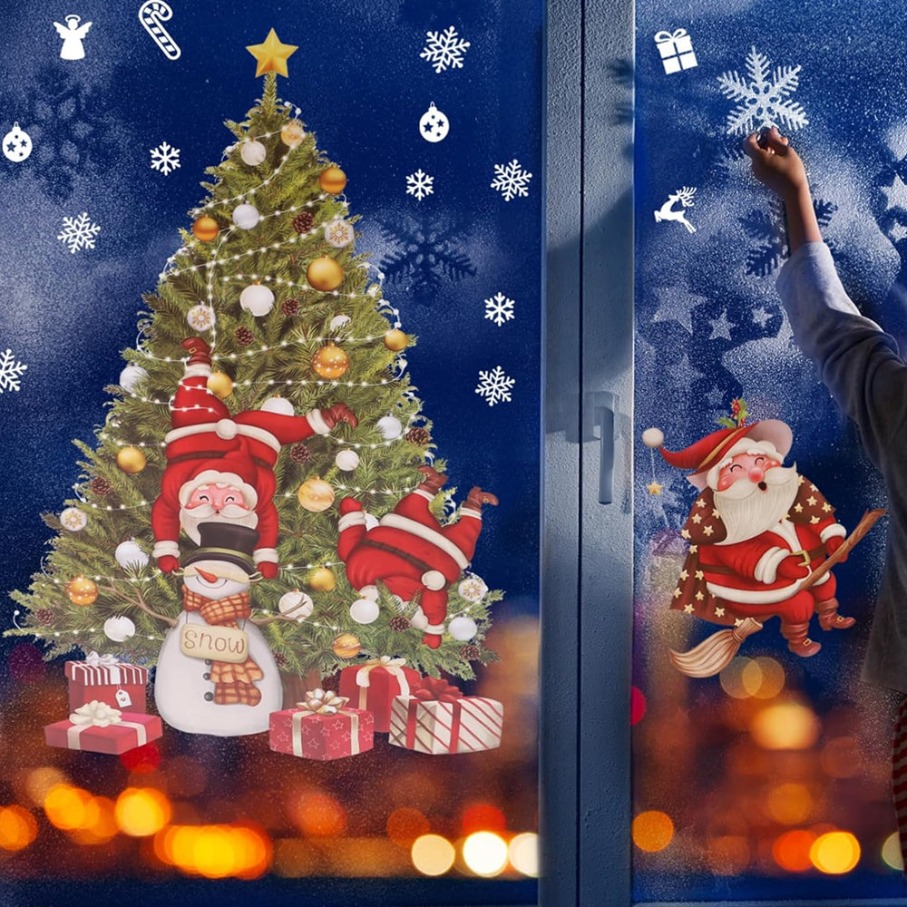 2Pcs Christmas Window Sticker Self-Adhesive Santa Claus Window Decals
