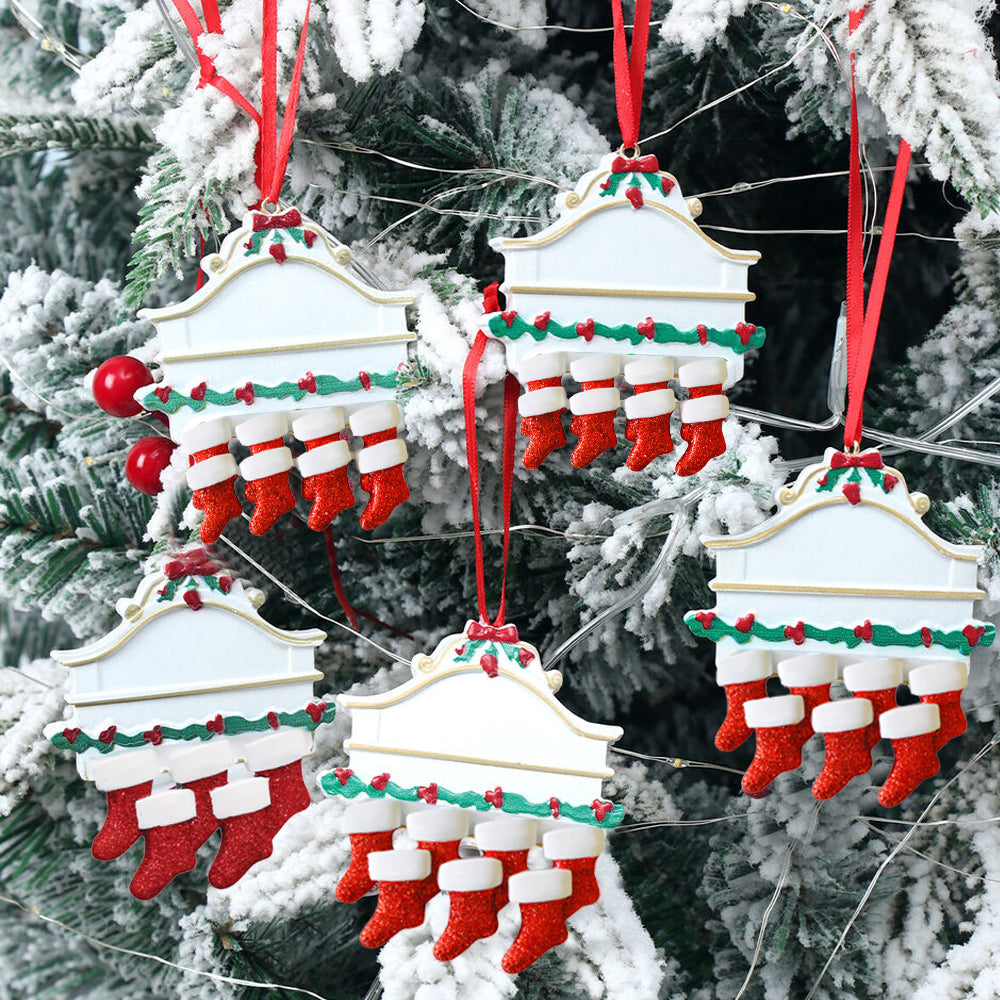 7Pcs Personalized Christmas Family Xmas Tree Christmas Stocking Ornaments DIY Christmas Stockings Decoration Socks