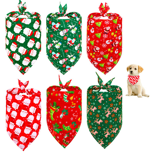 6Pcs Triangle Xmas Pet Scarf Bibs Pet Holiday Accessories Decoration for Cats Dogs