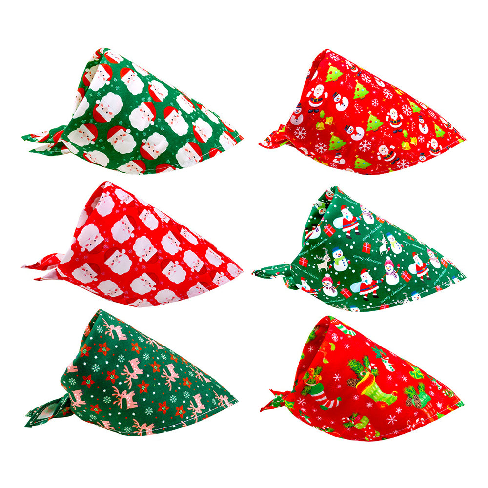 6Pcs Triangle Xmas Pet Scarf Bibs Pet Holiday Accessories Decoration for Cats Dogs