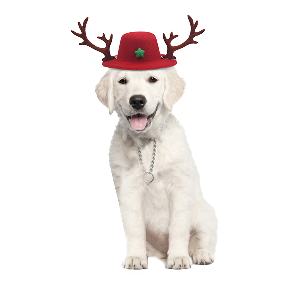 Pet Christmas Hats with Reindeer Antlers Festive Christmas Holiday Accessory