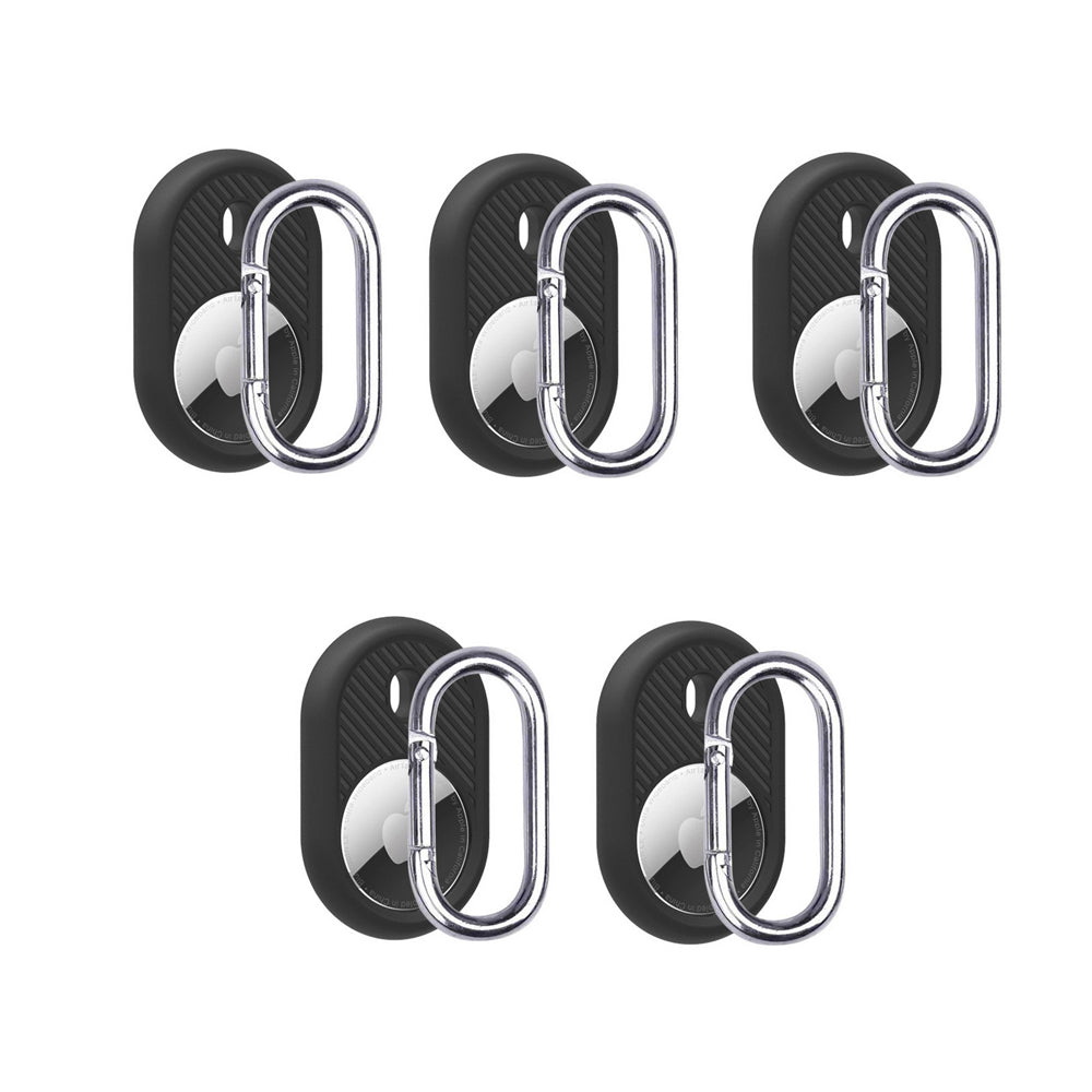 5Pcs Dog Collar Water-resistant Airtag Keychain Holder Case-Black