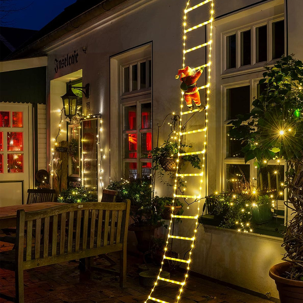 Christmas Decorative Ladder Lights with Santa Claus Christmas Decorations Lights for Indoor Outdoor