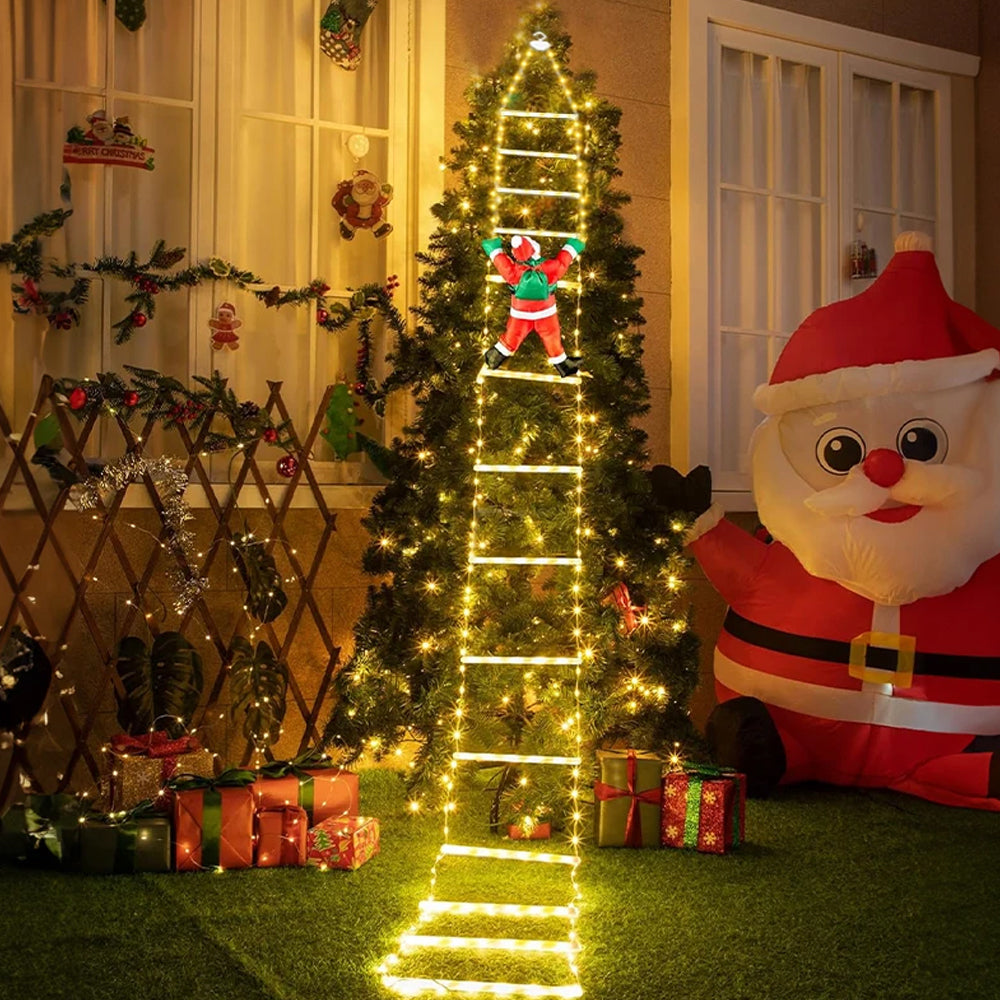 Christmas Decorative Ladder Lights with Santa Claus Christmas Decorations Lights for Indoor Outdoor