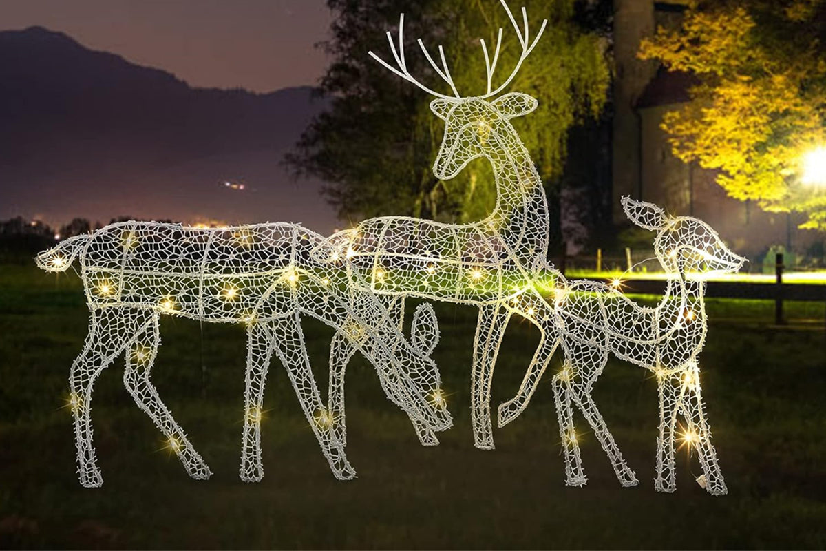 3pcs Christmas Reindeer Xmas Decoration with String Lights