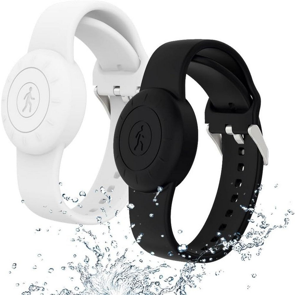 2Pcs For Apple AirTag Silicone Protective Wristband-Black + White