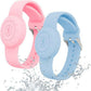2Pcs For Apple AirTag Silicone Protective Wristband-Pink + Blue