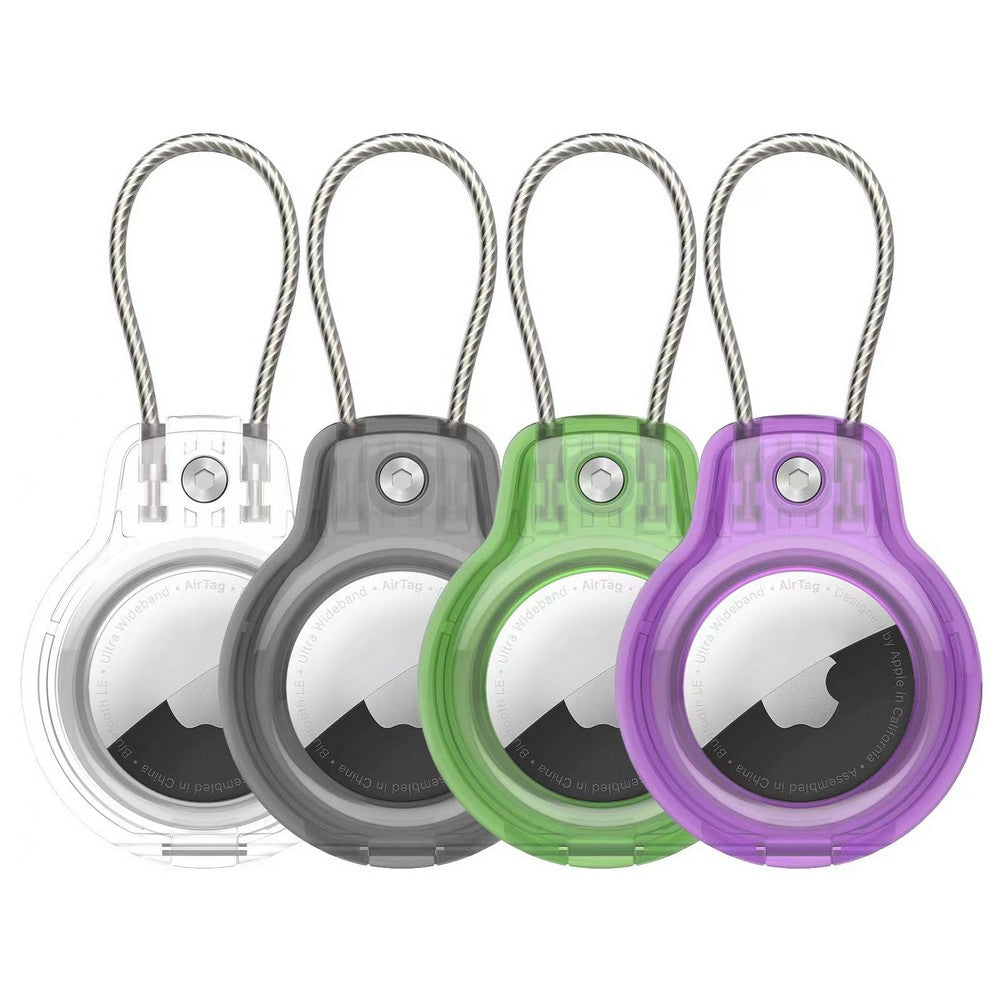 4Pcs For Apple AirTag Protective Case-Clear, Black, Green, Purple