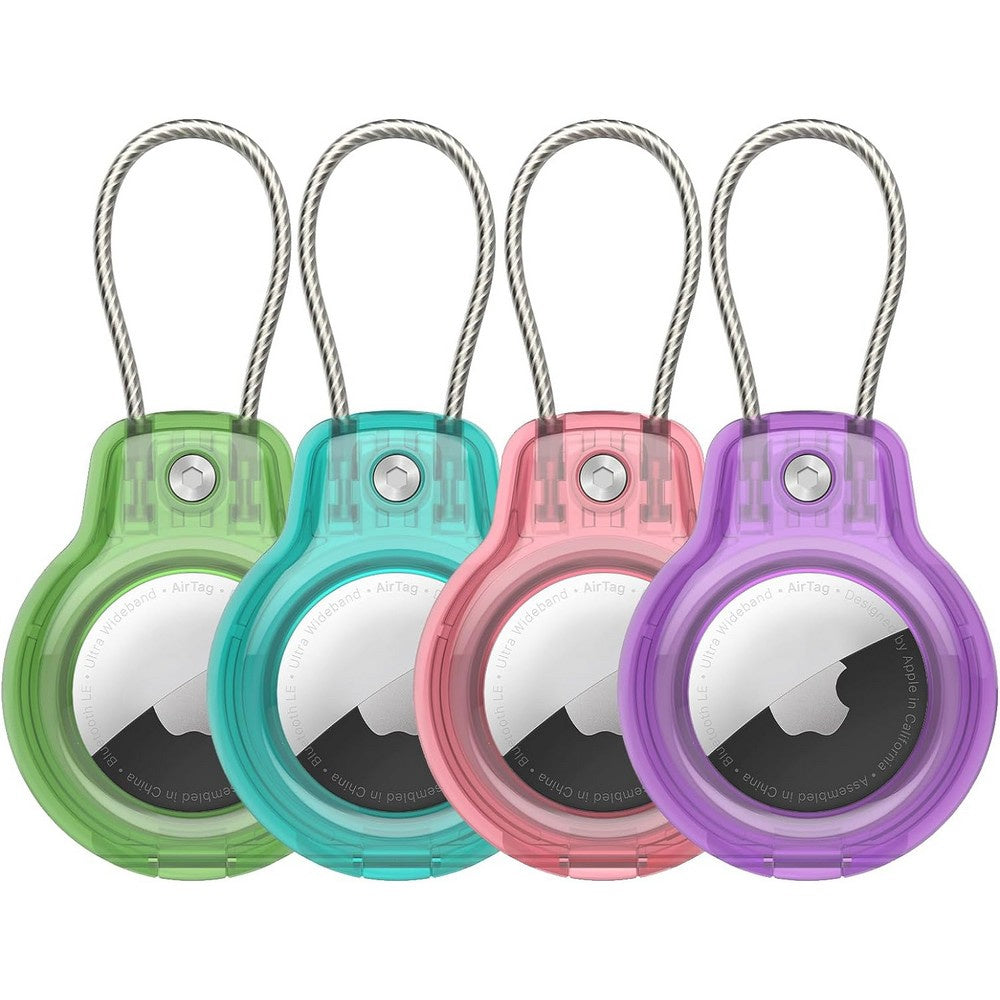 4Pcs For Apple AirTag Protective Case-Green, Purple, Pink, Blue