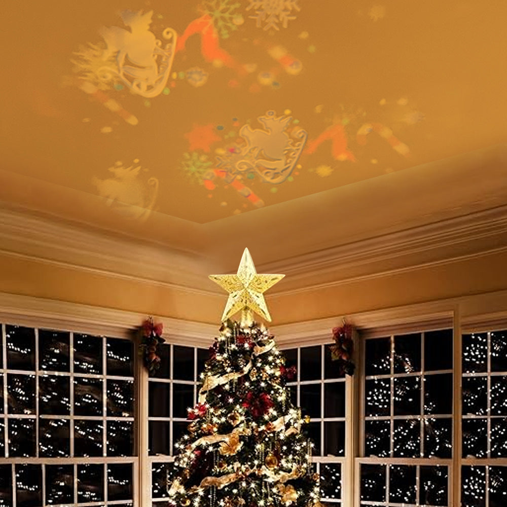 Gold Led Star Projector Christmas Tree Topper