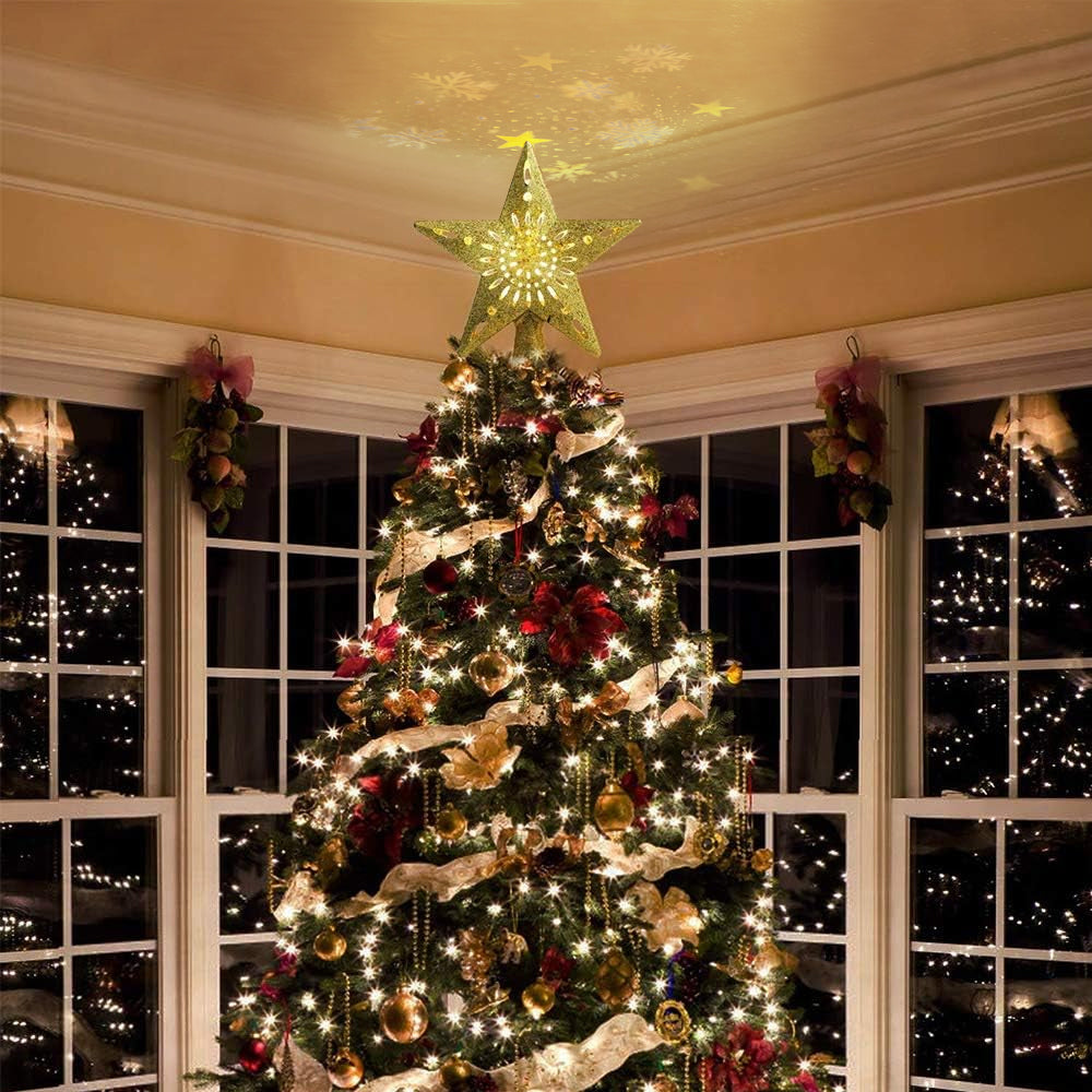 Gold Led Star Projector Christmas Tree Topper