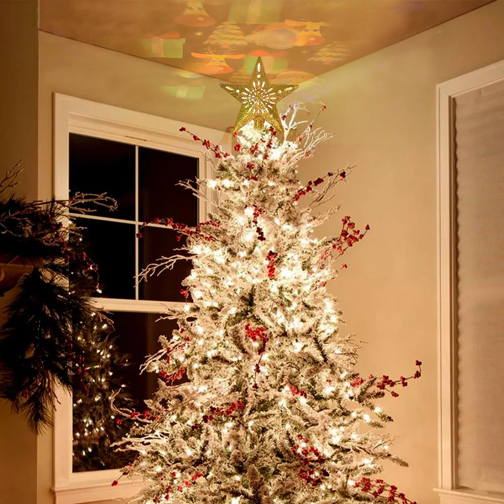 Gold Led Star Projector Christmas Tree Topper