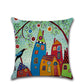 6Pcs 45x45CM Cartoon Village Cushion Cover