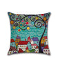 6Pcs 45x45CM Cartoon Village Cushion Cover