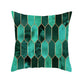 Set of 4 Geometric Green and Blue Square Cushion Covers Throw Pillow Cases for Home Decoration