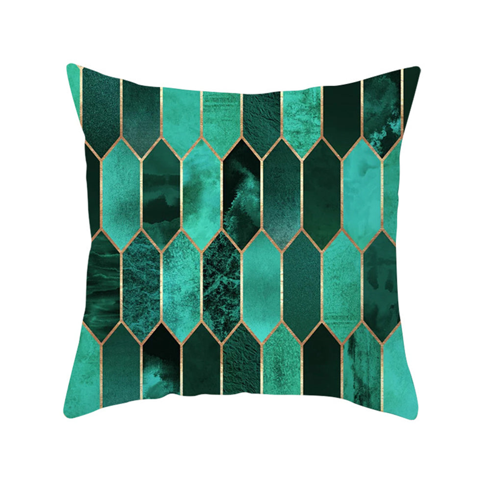 Set of 4 Geometric Green and Blue Square Cushion Covers Throw Pillow Cases for Home Decoration