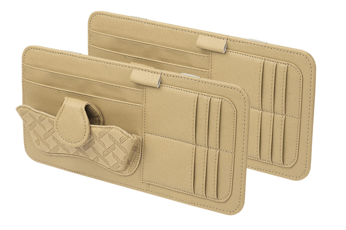 Car Sun Visor Organizer with Card Slots Sunglasses Holder Auto Interior Accessories Storage Holder with Tickets Slots