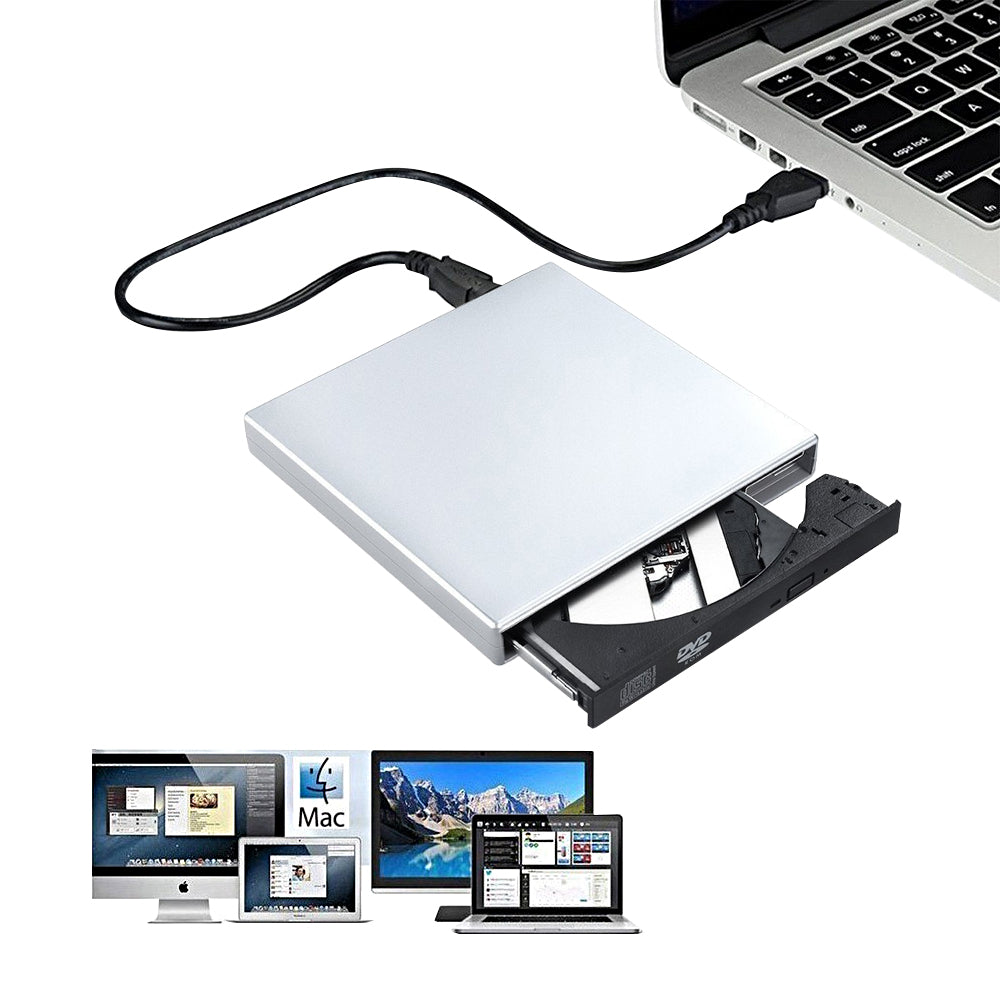 2Pcs USB 2.0 Slim Portable External CD-RW Drive Writer Player