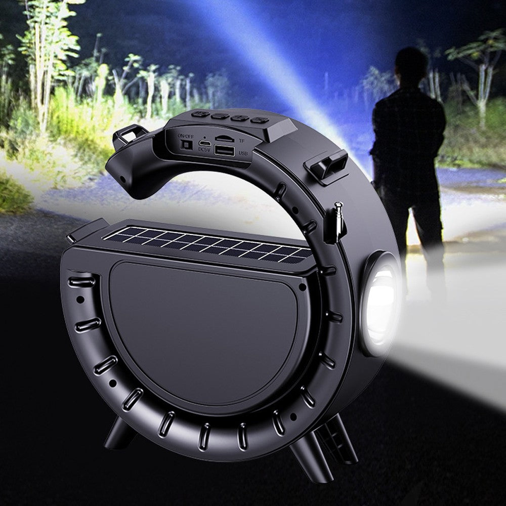 Solar Powered Bluetooth Speaker with Flashlight Portable Outdoor Speaker