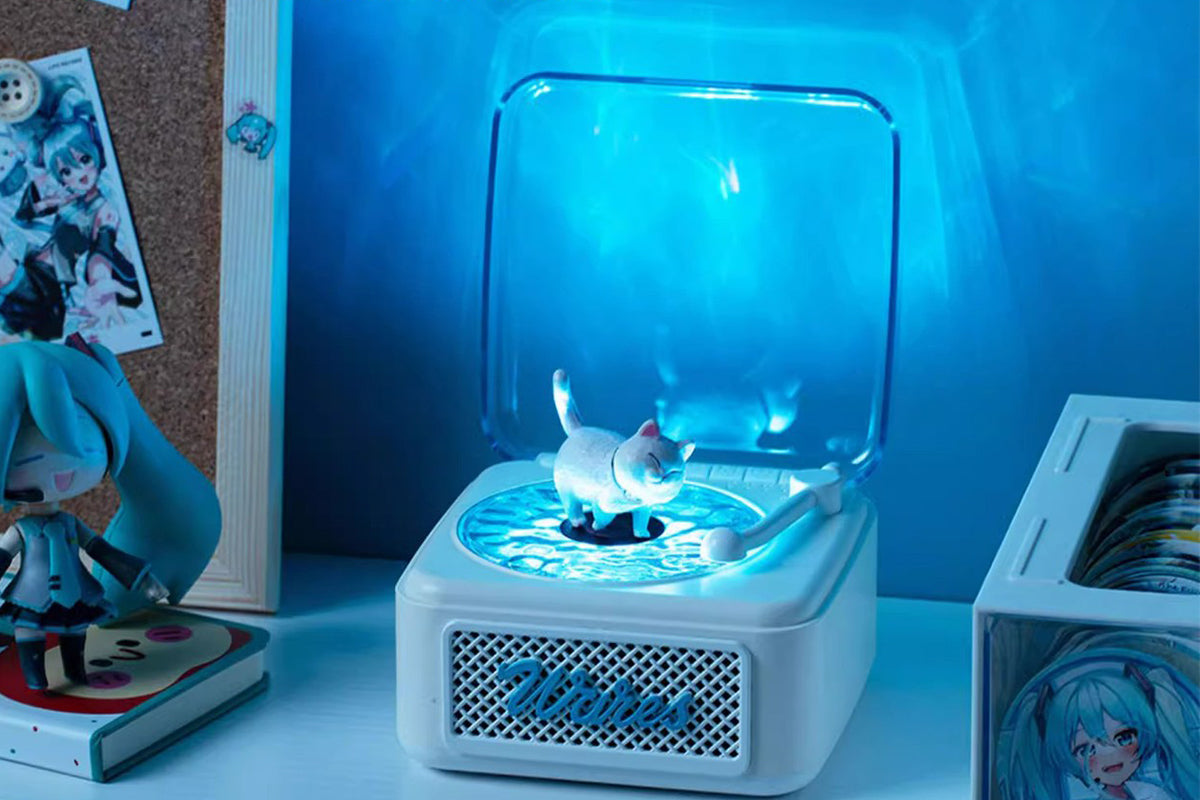 Record Player Shaped Bluetooth Speaker White Noise Projection Lamp