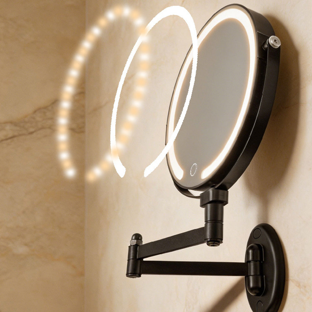 Extendable Wall Mounted LED Makeup Mirror with 7X Magnification and 3 Colors