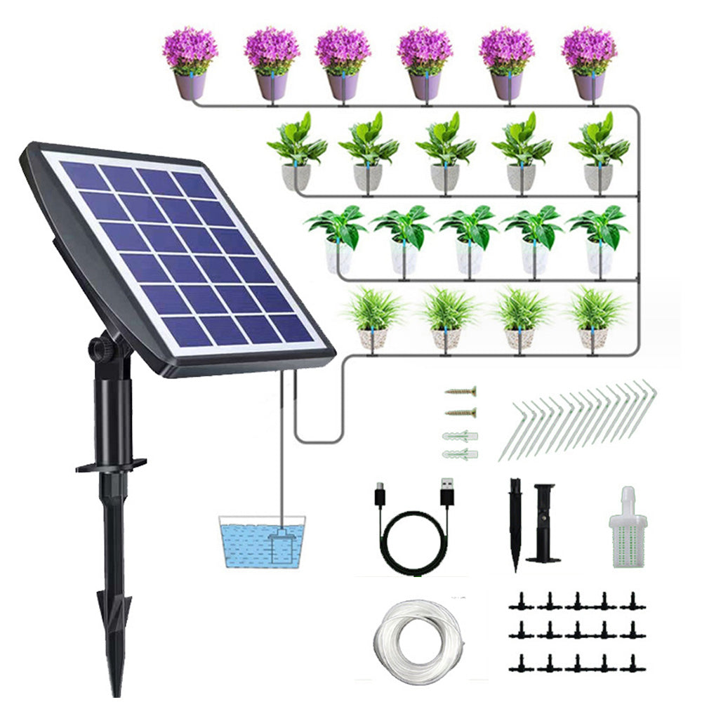 Solar Automatic Drip Irrigation Watering Device Kit Supported Pots Plants