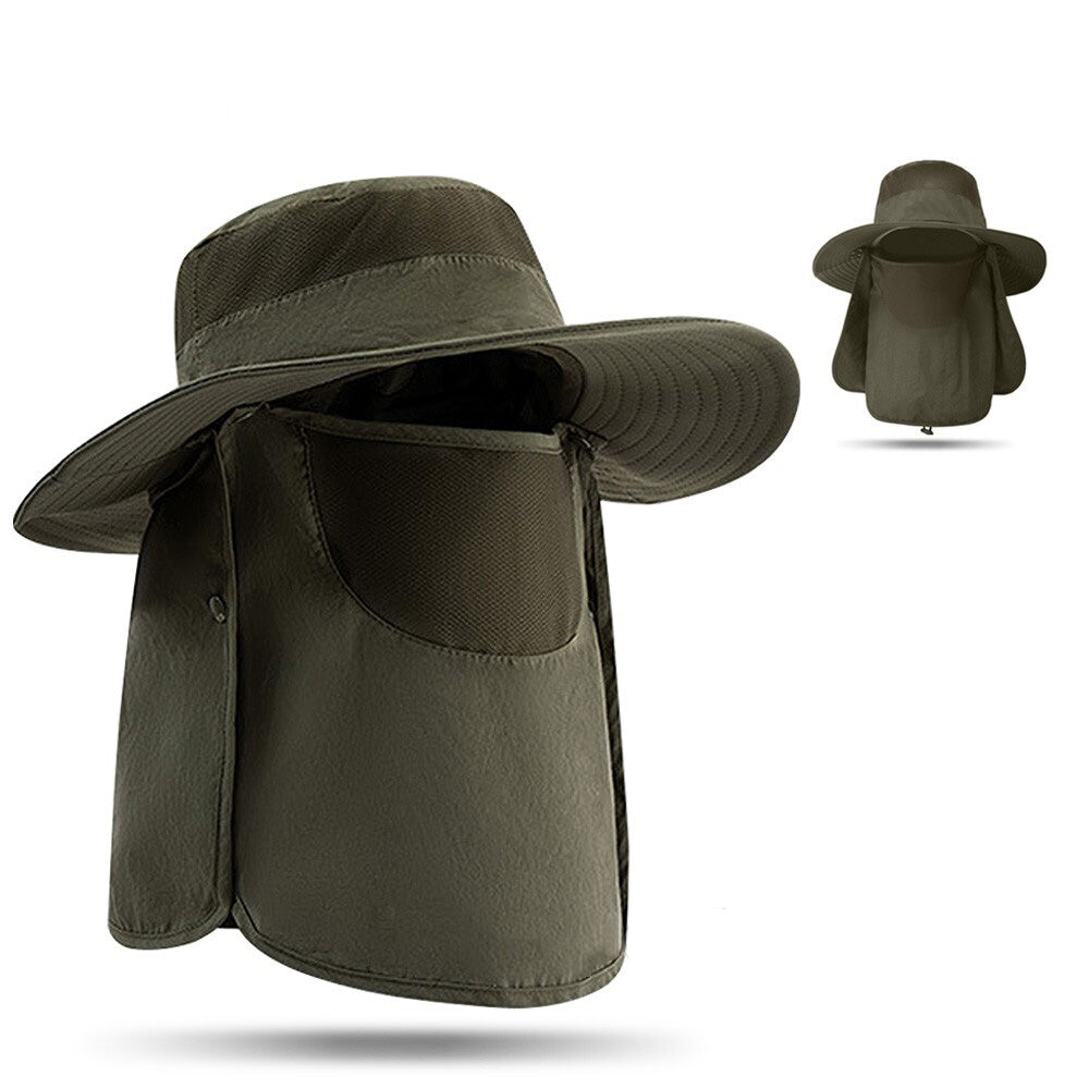 Outdoor Sun Protection Fishing Cap Wide Brim Hat With Neck Flap And Face Cover