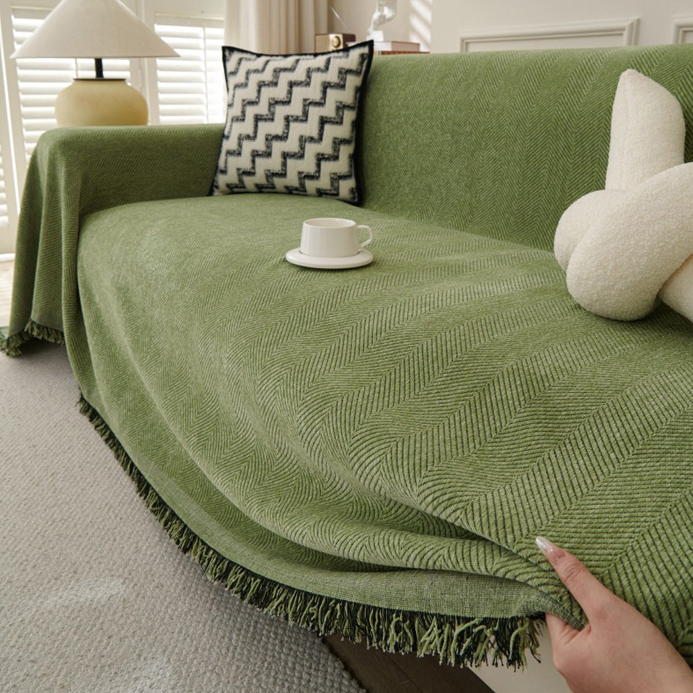 Sofa Throw Rug Cover Large Blanket for Couch Furniture Protector-Green