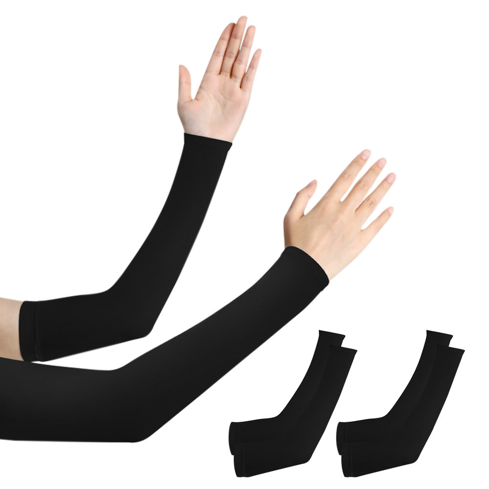 3 Pairs 40cm Straight Nylon Spandex Cooling Arm Sleeves without Thumb Holes
