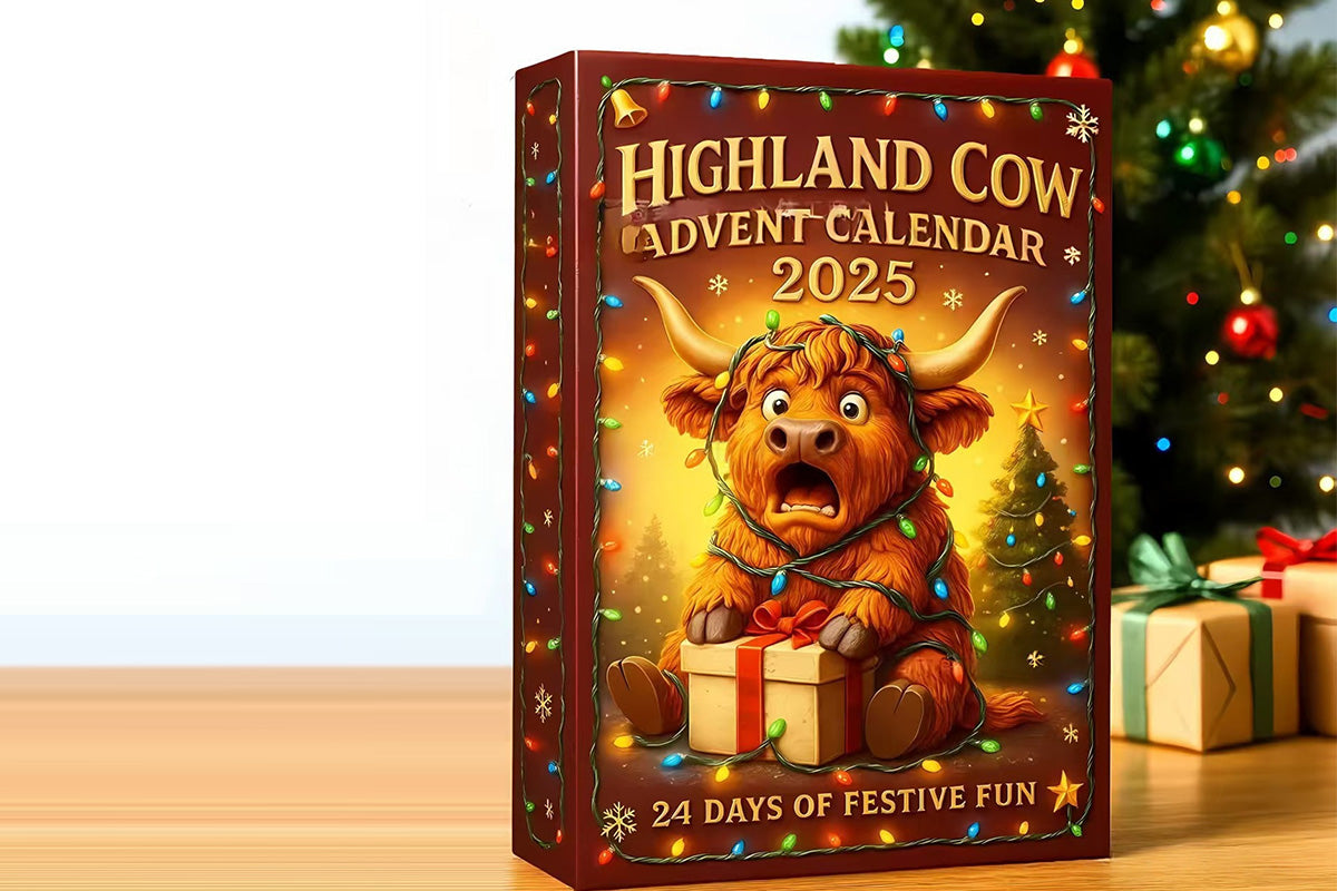 2D Highland Cow Advent Calendar 24 Days Christmas Countdown Calendar for Xmas Tree