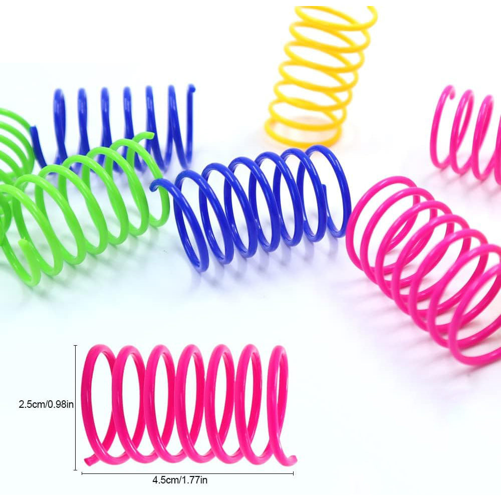 40Pcs Cat Kitten Spring Bouncy Toy Plastic Training Toys Colorful Coil Teasing Playing Cat Toy