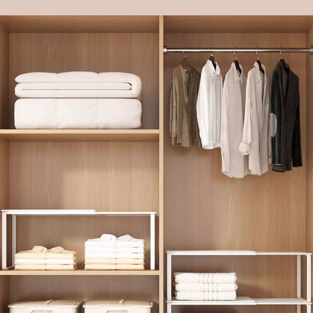 Expandable Carbon Steel Closet Shelf and Adjustable Storage Rack-White